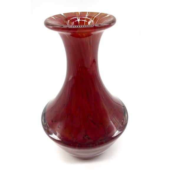 vintage bohemian czech glass Crystal vase Red Swirl Hand Cut Lead Crystal. - Picture 4 of 5